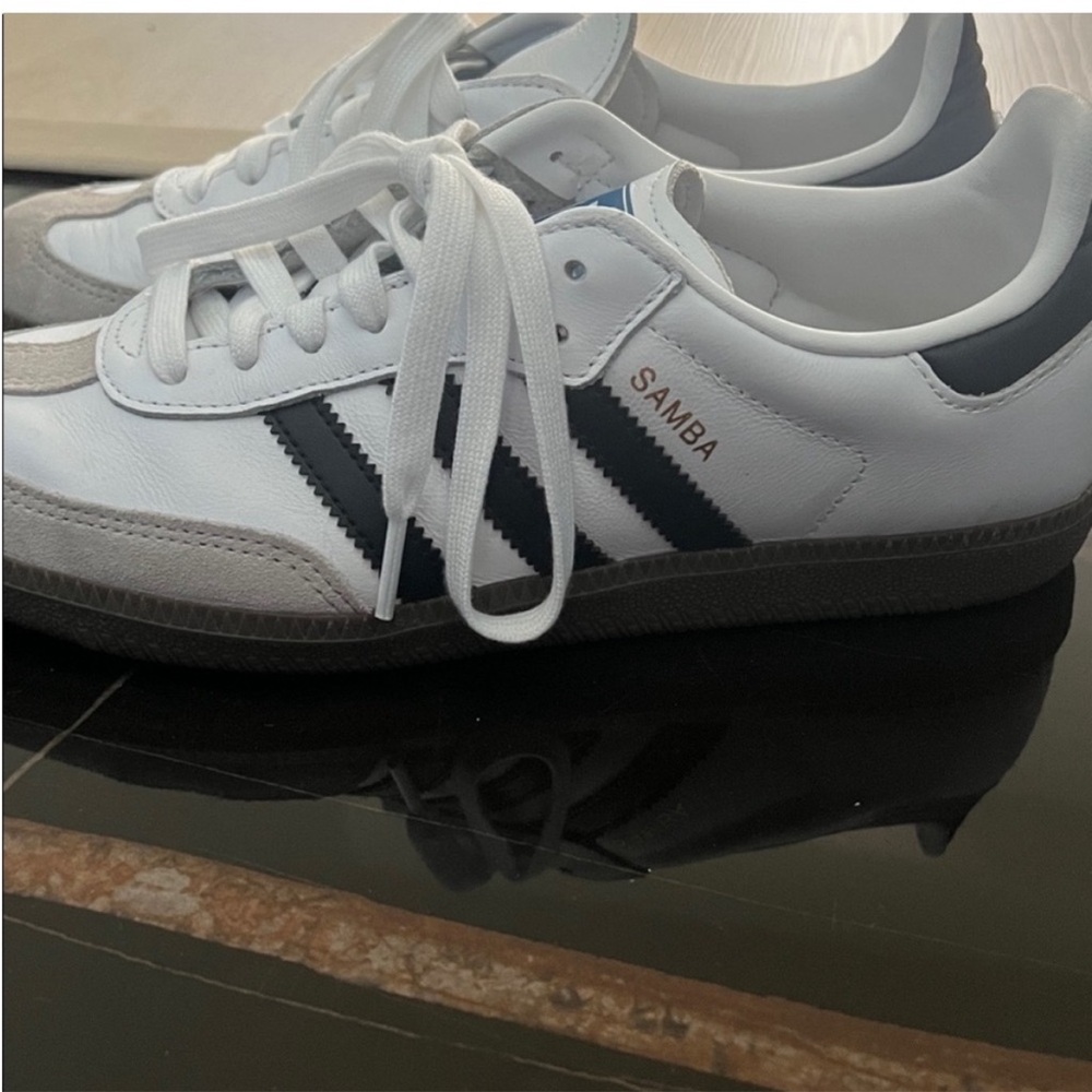 White and Black Adidas Samba Sneakers
